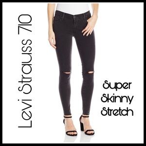 ✨LEVI STRAUSS 710 “Grey Haze” Ripped Skinny Jeans